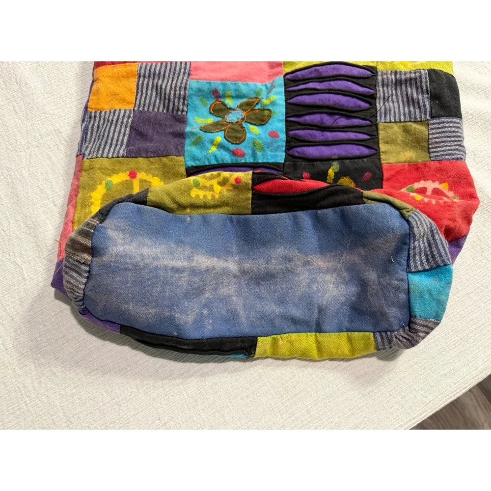 Boho Patchwork Cotton Hobo Bag Nepal Peace Flower Crossbody Multi Color